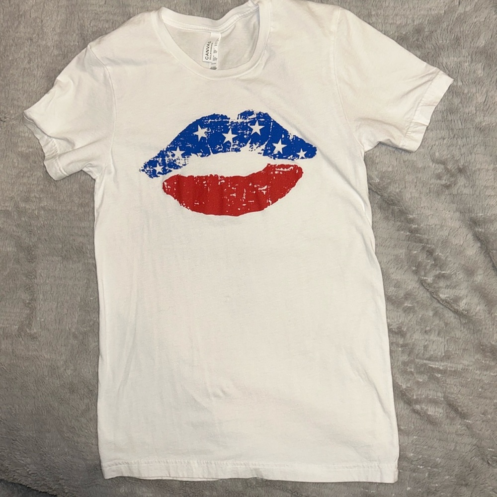 Bella Canvas Tee Red White and Blue Lips